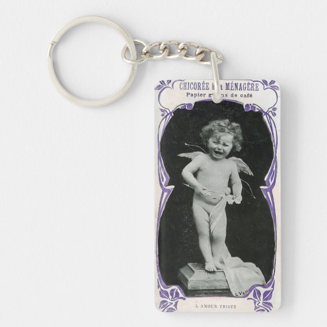 Sad Cherub Angel Print Keychain (Front)