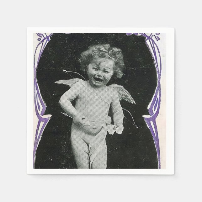 Sad Cherub Angel Print Napkin (Front)