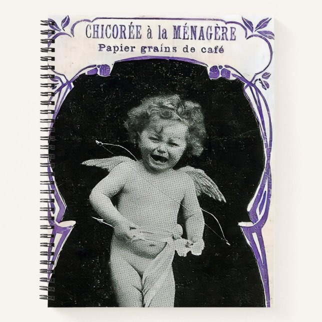 Sad Cherub Angel Print Notebook (Front)