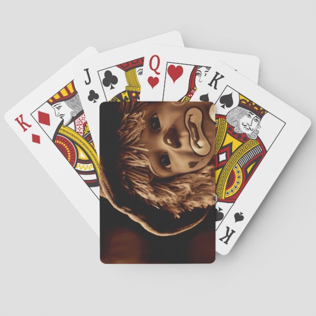 Sad Clown Doll Face Playing Cards (Back)