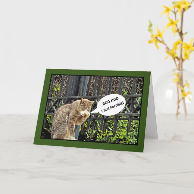 "Sad Crying Cat/Belated Birthday Card (Yellow Flower)