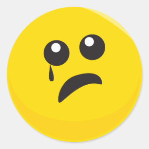 Sad Crying Cute Face Classic Round Sticker