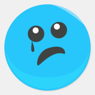 Sad Crying Cute Face Classic Round Sticker