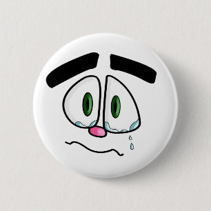 Sad crying face 2 inch round button
