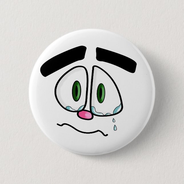 Sad crying face 2 inch round button (Front)