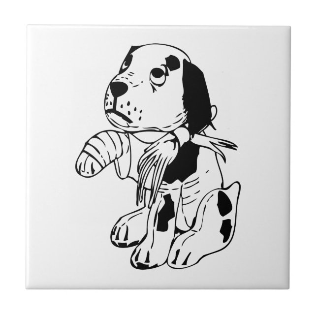 Sad Dog With Broken Leg Tile (Front)