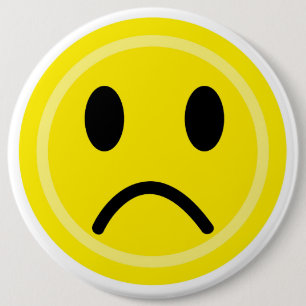 Sad emoticon 6 inch round button