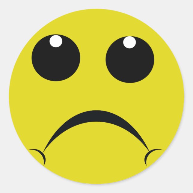 sad face classic round sticker (Front)