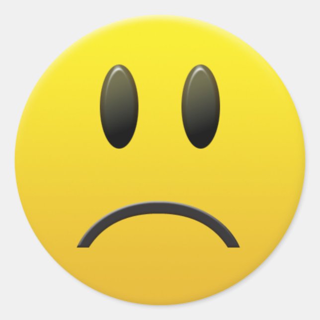 Sad Face Classic Round Sticker (Front)