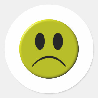 Sad Face Classic Round Sticker