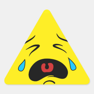 Sad Face Emoji Triangle Sticker