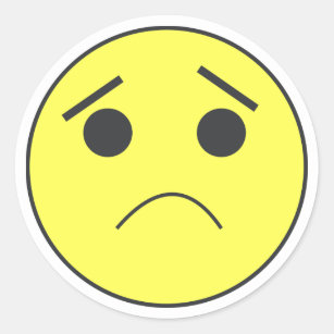 Sad Face Emoticon Mood Classic Round Sticker