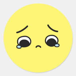 Sad Face Feeling Down Emoji Yellow Classic Round Sticker