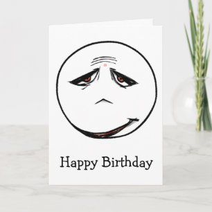 Sad Face Free Zone Happy Birthday Card