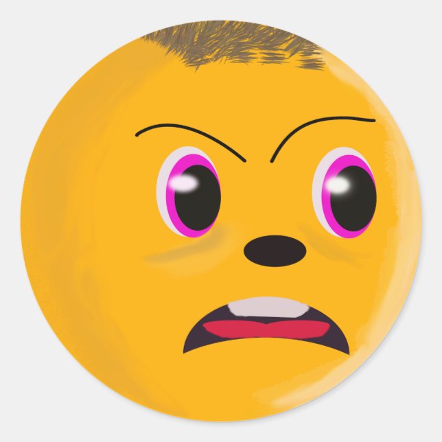 Sad Face Male Golden Coloured Sticker (Front)