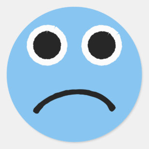 Sad Face Stickers Blue Frowning Emoticon