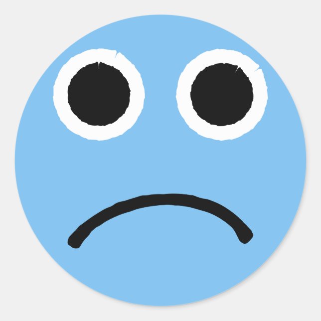 Sad Face Stickers Blue Frowning Emoticon (Front)