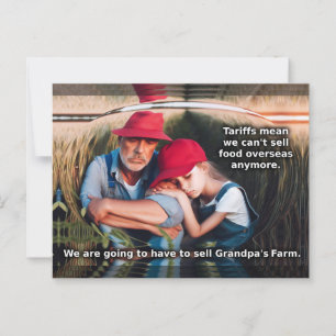 Sad farmers. Tariffs do harm to Americans. Postcard
