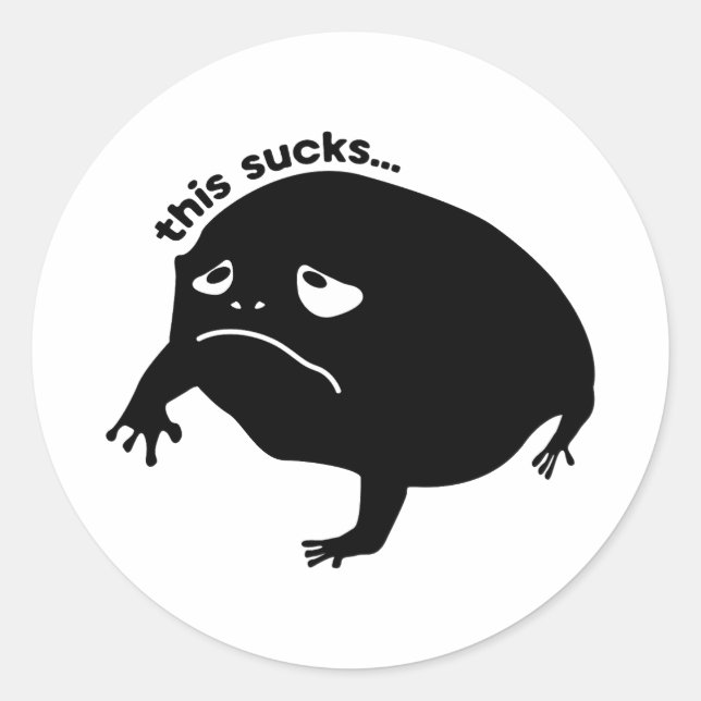 Sad Frog Classic Round Sticker (Front)
