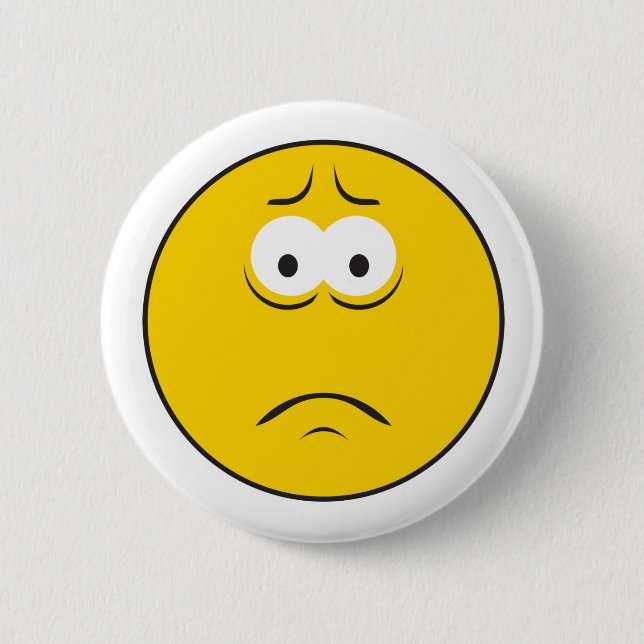 Sad Frowning Face 2 Inch Round Button (Front)