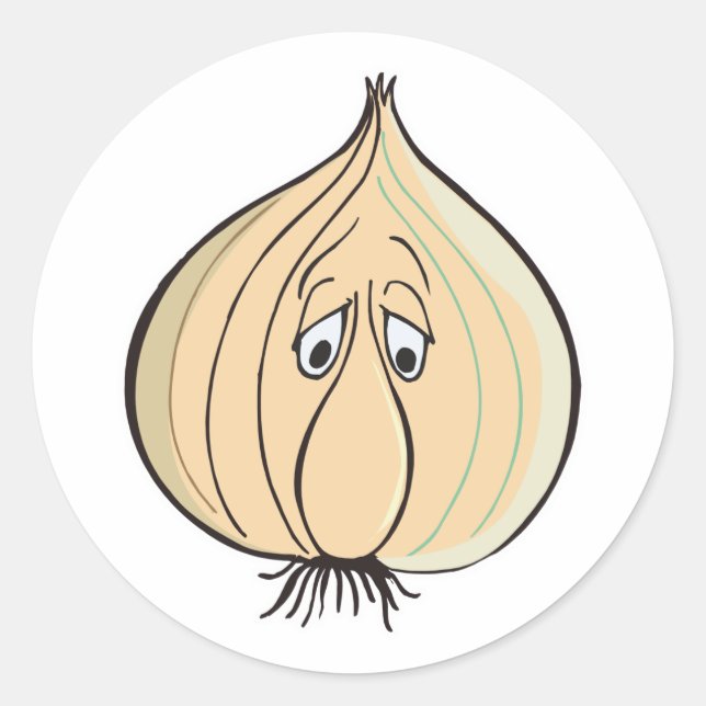 sad garlic face classic round sticker (Front)