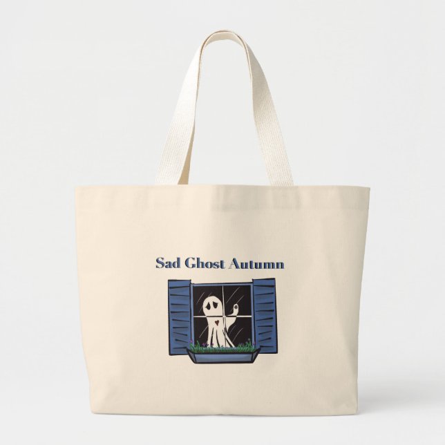 Sad Ghost Autumn Large Tote Bag (Front)