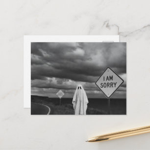 Sad Ghost on Side of Road Forgive Me Postcard