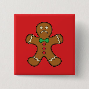 Sad Gingerbread Man 2 Inch Square Button