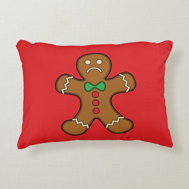 Sad Gingerbread Man Accent Pillow (Front)