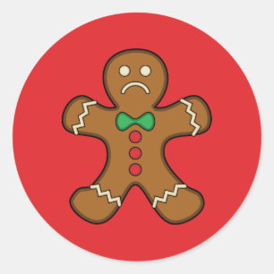Sad Gingerbread Man Classic Round Sticker