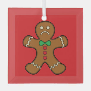 Sad Gingerbread Man Glass Ornament