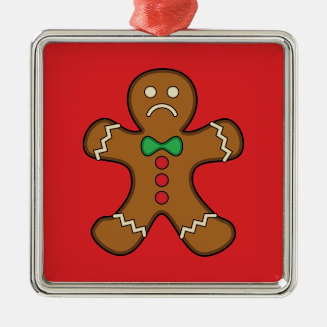 Sad Gingerbread Man Metal Ornament (Front)