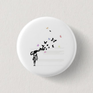 Sad girl and butterfly 1 inch round button