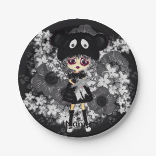 Sad Goth Girl - Kawaii Chibi cartoon Paper Plate