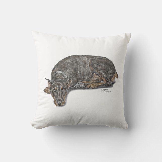 Sad Guilty Looking Doberman Throw Pillow (Front)