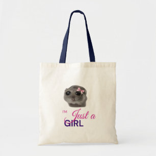 sad hamster just a girl tote bag