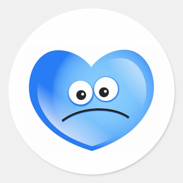 Sad Heart Classic Round Sticker (Front)