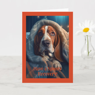 Sad Hound Get Well, 5" x 7" Folded Greeting Card