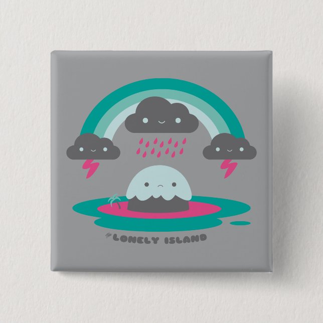 Sad Island 2 2 Inch Square Button (Front)