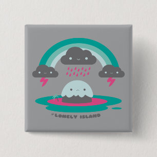 Sad Island 2 Inch Square Button