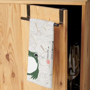 Sad Japanese Frog Toad 19th Century  Kitchen Towel