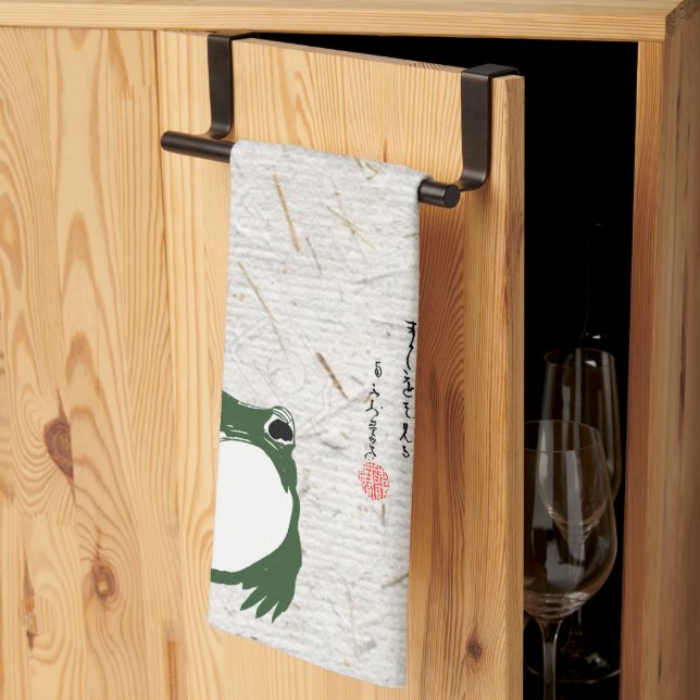 Sad Japanese Frog Toad 19th Century  Kitchen Towel (Thirds Fold)