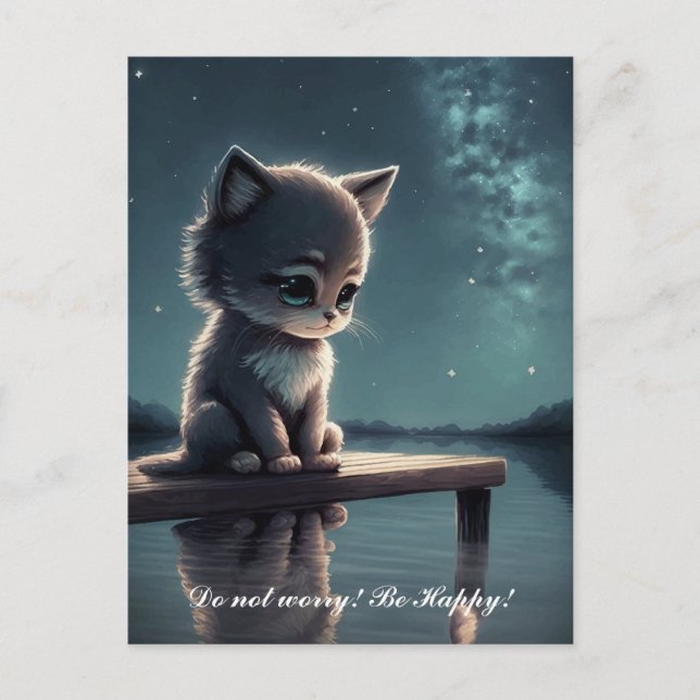 Sad Kitten.  Postcard (Front)