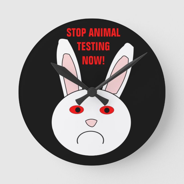 Sad Lab Rabbit Animal Testing Wall Clock (Front)
