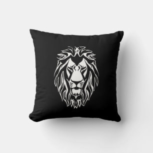 Sad lion black and white decal throw pillow
