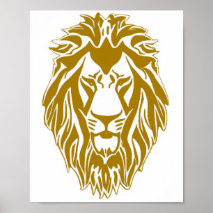 Sad lion golden head regal sign