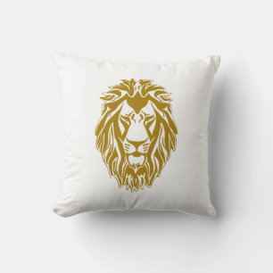 Sad lion golden head throw pillow