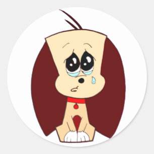 Sad Little Puppy Classic Round Sticker