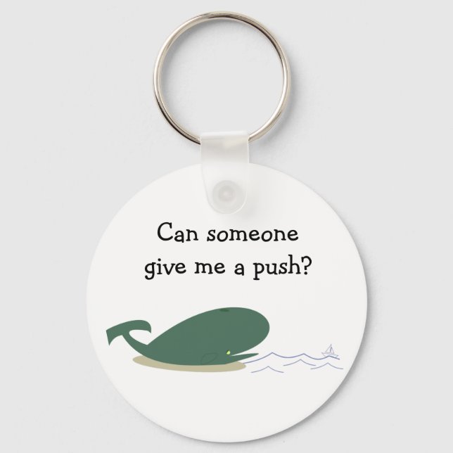 Sad little whale quote question funny animals keychain (Front)