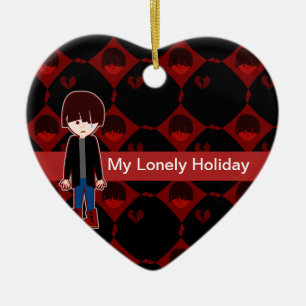 Sad Lonely Emo Boy Ceramic Ornament